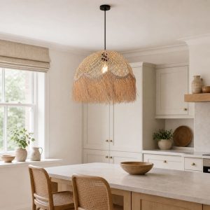 Lightsin Bohemian Woven Rattan Dome Pendant Light for Cozy Interiors