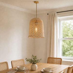 Lightsin Cella-Eco-Friendly Natural Woven Bamboo Pendant Light for Cozy Ambiance - 1 unit