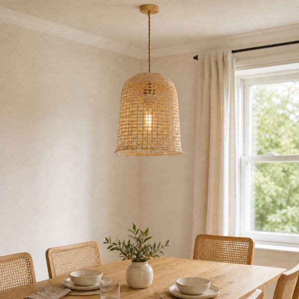 Lightsin Cella-Eco-Friendly Natural Woven Bamboo Pendant Light for Cozy Ambiance - 1 unit