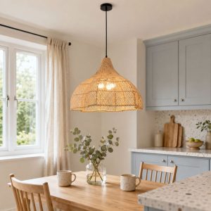 Lightsin Cella-Handcrafted Bamboo Rattan Pendant Light with Tranquil Umbrella Design