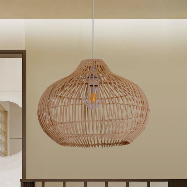 Lightsin Cella-Natural Bamboo Basket Shape Pendant Light - 1 Unit