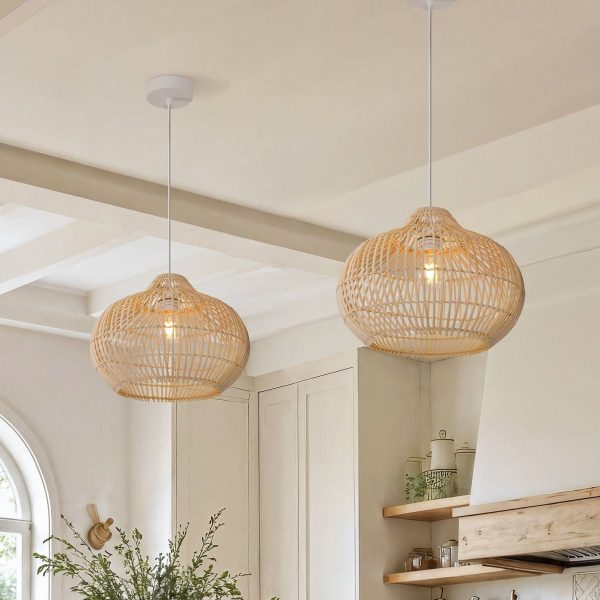Lightsin Cella-Natural Bamboo Basket Shape Pendant Light - 2 Units