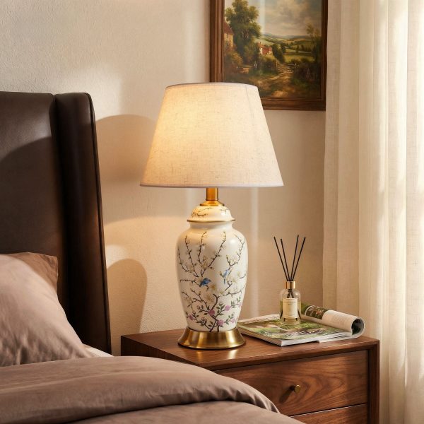 Lightsin Chinoiserie Hand-Painted Ceramic Ginger Jar Table Lamp - In Stock