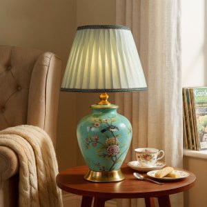 Lightsin Chinoiserie Hand-Painted Ceramic Table Lamp Collection - Turquoise