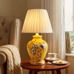 Lightsin Chinoiserie Hand-Painted Ceramic Table Lamp Collection - Yellow-Double Bird