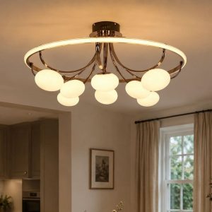 Lightsin Contemporary Iron Aluminum LED Ceiling Light with Marble Glass