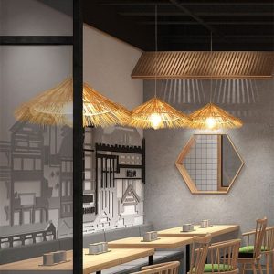 Lightsin Creative Handcrafted Bamboo Straw Hat Retro Decor Pendant Light Series - Natural Rattan / A-D50cm