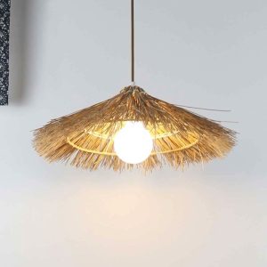 Lightsin Creative Handcrafted Bamboo Straw Hat Retro Decor Pendant Light Series - Natural Rattan / A-D60cm