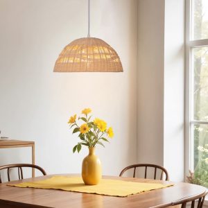 Lightsin Eco-Friendly Dome-Shaped Rattan Pendant Light for Home Decor - 1 Unit