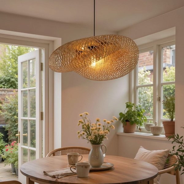 Lightsin Eco-Friendly Handmade Bamboo Pendant Light 60/80cm for Dining Room & Living Room - D60cm / 1 Unit