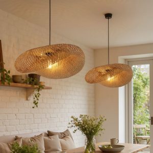 Lightsin Eco-Friendly Handmade Bamboo Pendant Light 60/80cm for Dining Room & Living Room - D60cm / 2 Units