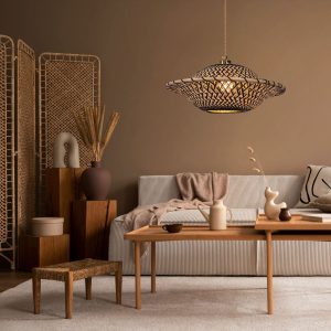 Lightsin Elegant Black & Natural Design Bamboo Pendant Light - D50cm / 1 Unit