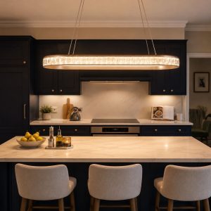 Lightsin Elegant Champagne Gold Oval Pendant Light with Crystal Accents - In Stock