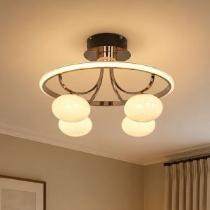 Lightsin Elegant Circular Ceiling Light with Four Orbs - 1 Unit