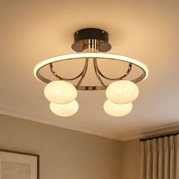 Lightsin Elegant Circular Ceiling Light with Four Orbs - 1 Unit