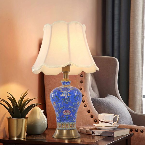 Lightsin Elegant Handcrafted Ceramic Table Lamp Collection with Floral Design - M