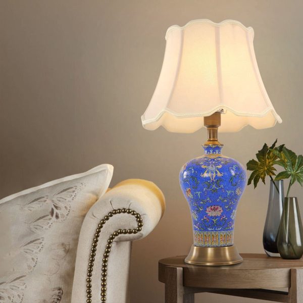 Lightsin Elegant Handcrafted Ceramic Table Lamp Collection with Floral Design - S