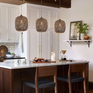 Lightsin Geometric Black Bamboo Pendant Light - 3 unit