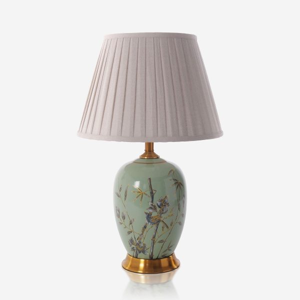 Lightsin Green Bamboo & Bird Ceramic Table Lamp with Seamless Dimming