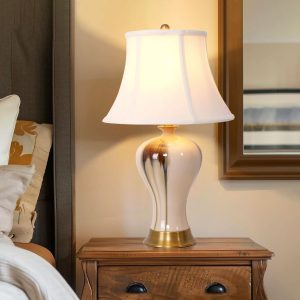 Lightsin Hand-Glazed 'Earth & Gold' Ceramic Table Lamp - A Unique Artisan Masterpiece - 1 Unit