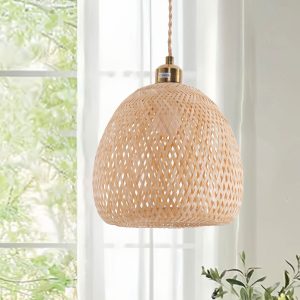 Lightsin Handwoven Bamboo Pendant Light - Natural, Eco-Friendly Lighting for Cozy Spaces - 1 Unit