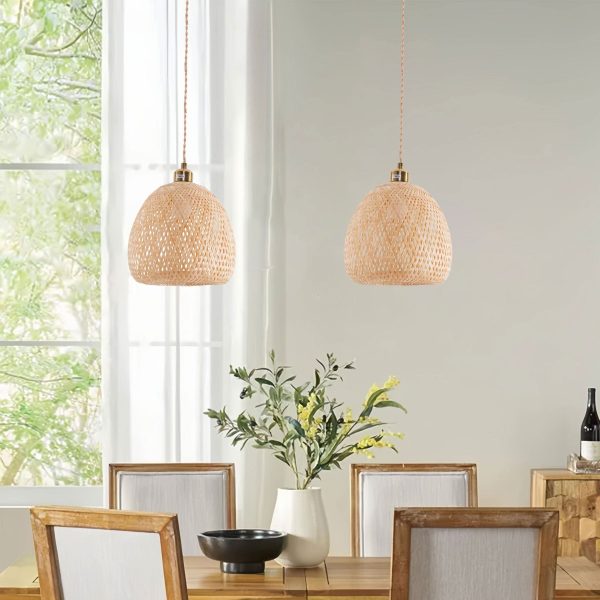 Lightsin Handwoven Bamboo Pendant Light - Natural, Eco-Friendly Lighting for Cozy Spaces - 2 Unit