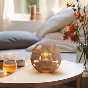 Lightsin Handwoven Jute Globe Table Lamp - Eco-friendly Spherical Bedside Desk Lighting - 1 Unit