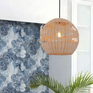 Lightsin Handwoven Rattan Pendant Light - Boho-Chic Ceiling Pendant Light for Dining Rooms, Living Spaces, and Wicker Interior Lighting - 1 unit