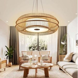 Lightsin LED Bamboo Pendant Light Drum-Shaped 45/60/70/80 Dia - 70cm Dia