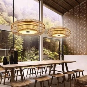 Lightsin LED Bamboo Pendant Light Drum-Shaped 45/60/70/80 Dia - 80cm Dia