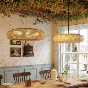 Lightsin Lutta-Natural Bamboo Pendant Light for Warm Ambiance Décor - 2 Units