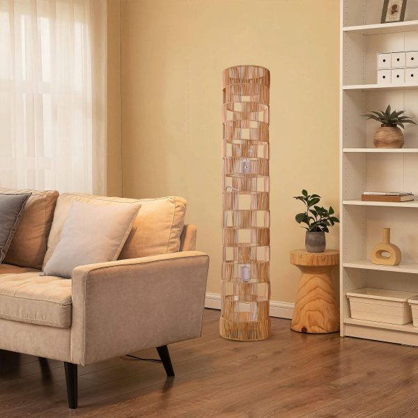 Lightsin Minimalist Square Hollow Rattan Floor Lamp - 1 Unit