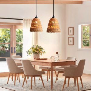 Lightsin Modern Bamboo Handwoven Warm Glow Pendant Light - 2 unit