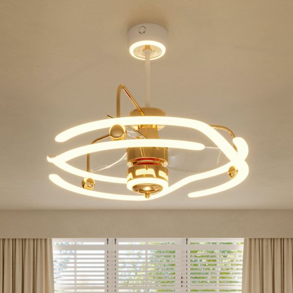 Lightsin Modern Ceiling Fan Light with Remote Control Low-Noise Adjustable Fan Light
