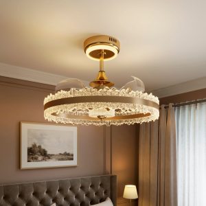 Lightsin Modern Gold Halo Ceiling Fan Light with Remote, 6 Speeds & 3 Colour Temperatures - Single