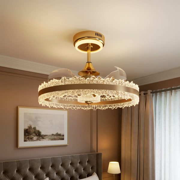 Lightsin Modern Gold Halo Ceiling Fan Light with Remote, 6 Speeds & 3 Colour Temperatures - Single