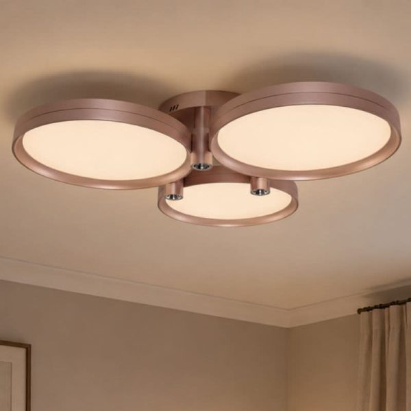 Lightsin Modern Three-Disk Silver/Gold Full Spectrum Ceiling Light - champagne-gold / S