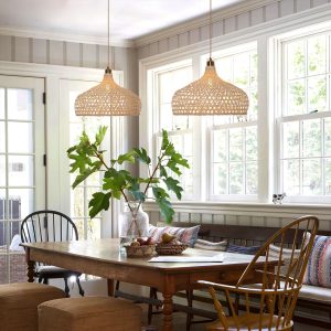 Lightsin Natural Bamboo Pendant Light with Handwoven Lampshades in Four Sizes - 40cm Dia 36cm H / 2 unit