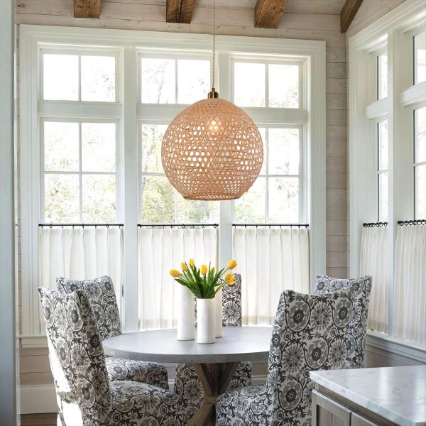 Lightsin Natural Bamboo Pendant Light with Handwoven Lampshades in Four Sizes - 40cm Dia 48cm H / 2 unit