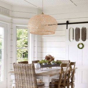 Lightsin Natural Bamboo Pendant Light with Handwoven Lampshades in Four Sizes - 50cm Dia 28cm H / 1 unit