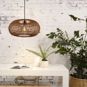 Lightsin Natural Bamboo Woven Round Pendant Light for Warm Interiors - 1 Unit