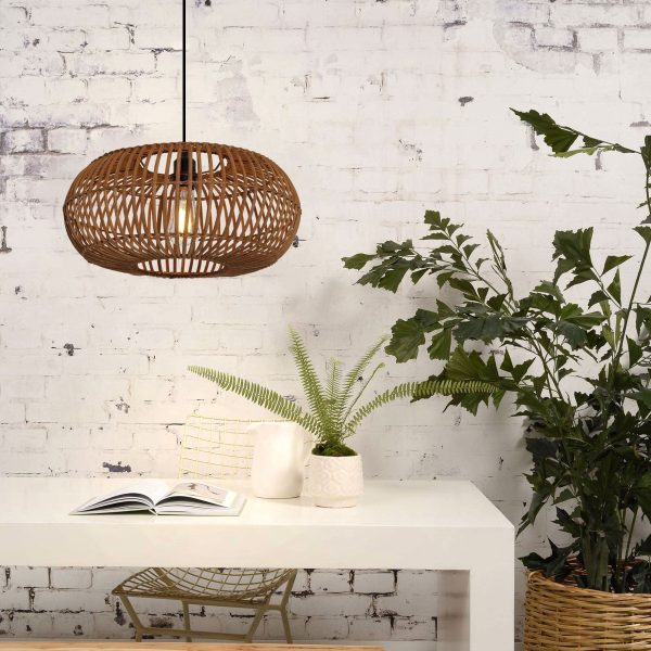 Lightsin Natural Bamboo Woven Round Pendant Light for Warm Interiors - 1 Unit