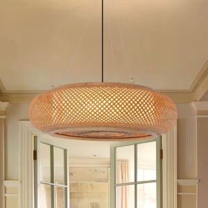 Lightsin Natural Pendant Light - Handwoven Bamboo Ceiling Pendant Light for Kitchen, Dining, and Bedroom Ambiance