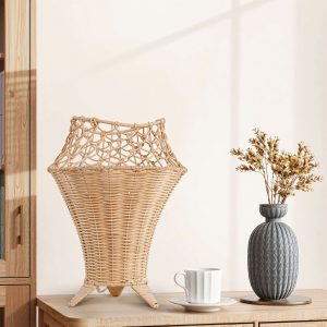 Lightsin Net-Pattern Fish-Mouth Design Rattan Table Lamp - 1 Unit