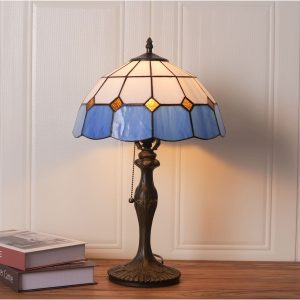 Lightsin Tiffany Table Lamp | Handcrafted Stained Glass Block Series - Blue