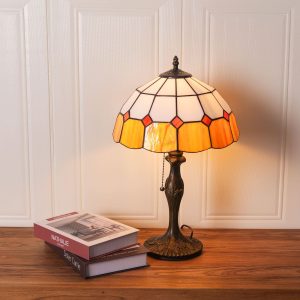 Lightsin Tiffany Table Lamp | Handcrafted Stained Glass Block Series - Orange