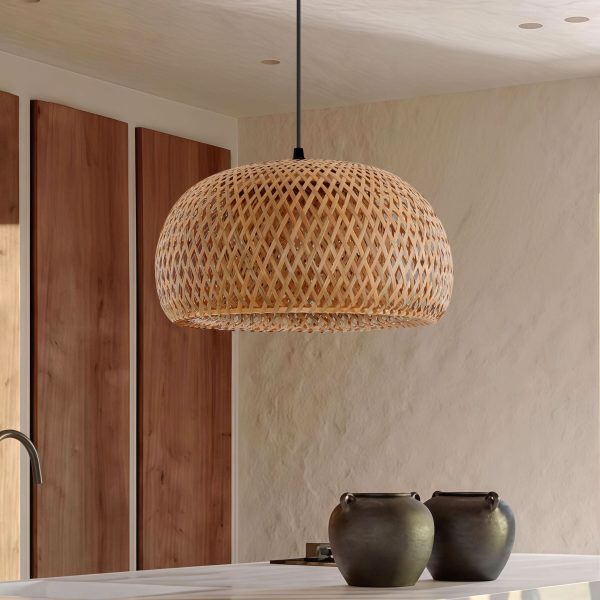 Lightsin Vintage Handwoven Bamboo Dome Pendant Light - 1 unit