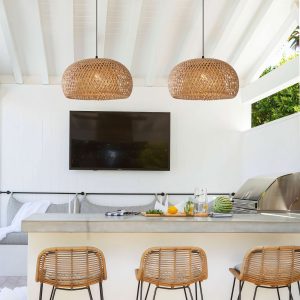 Lightsin Vintage Handwoven Bamboo Dome Pendant Light - 2 unit