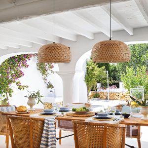 Lightsin Vintage Handwoven Bamboo Dome Pendant Light - 3 unit