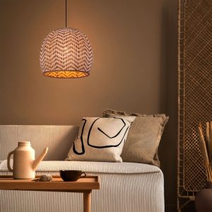 Lightsin Woven Rattan Ceiling Light with Wave Details for Modern Ceiling Lights - 31cm Dia